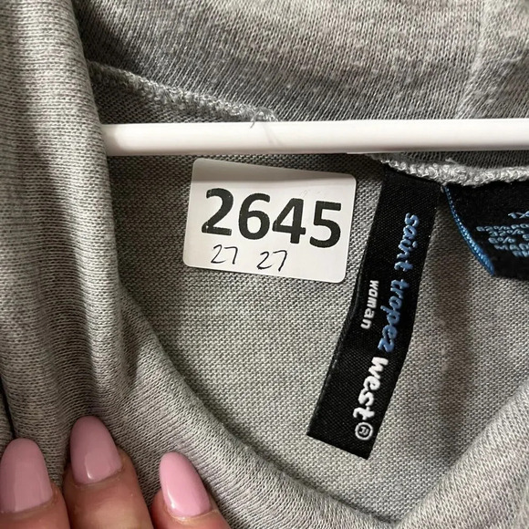 Saint Tropez West Womens Gray Sweater 1X Colorblock Cowl Neck Long Sleeve - Picture 9 of 9